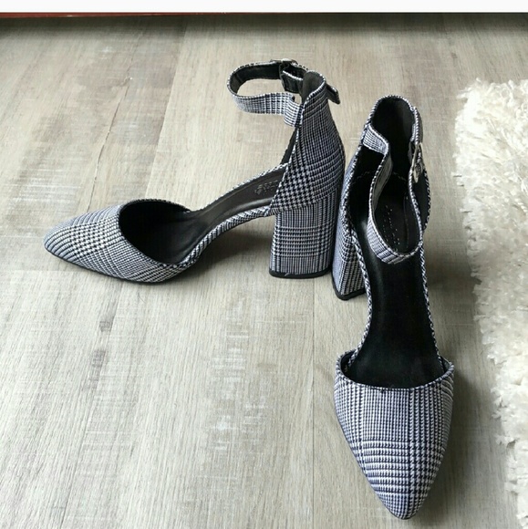 pointed ankle strap block heels